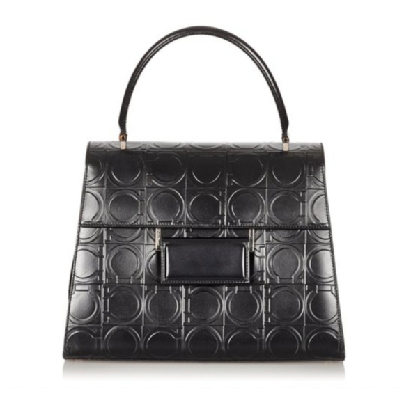 Salvatore Ferragamo black leather monogram Gancini satchel handbag - Picture 1 of 12